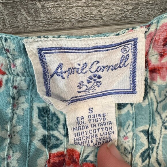 April Cornell Blue Red Floral Sleeveless Drop Waist Dress D19 - Picture 2 of 6